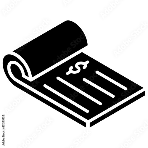 
Glyph isometric icon of cheque book style
