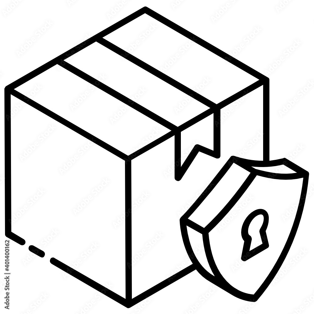 Shield with cardboard, secure parcel icon
Shield with cardboard, secure parcel icon