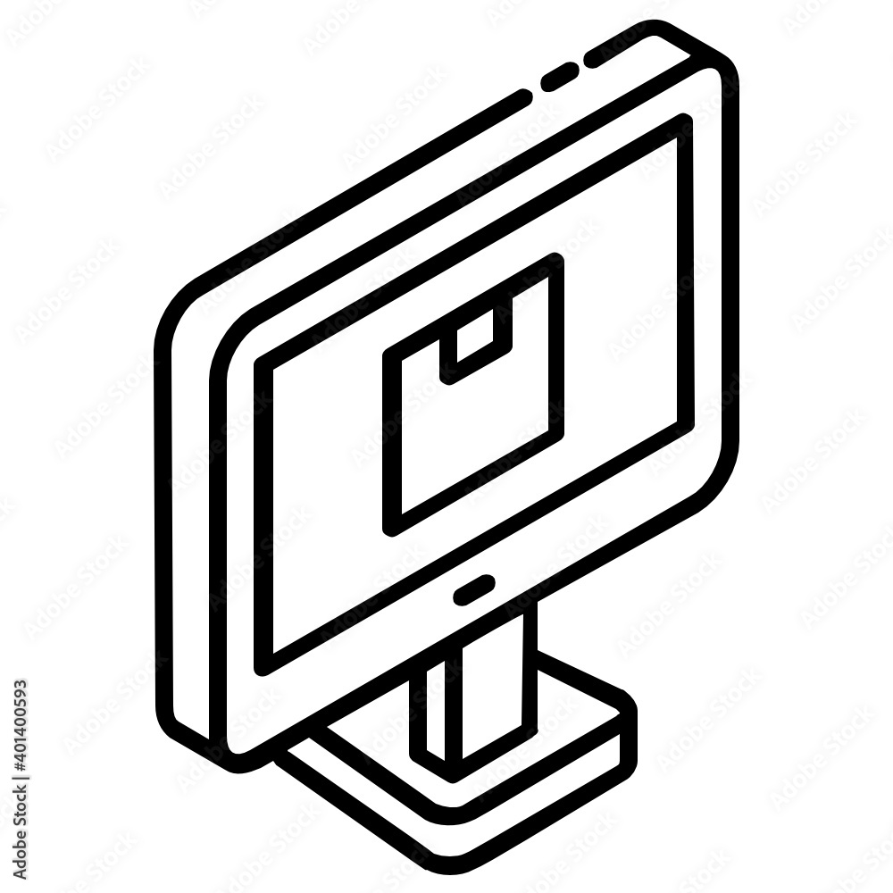 
Parcel inside laptop, concept of online parcel icon

