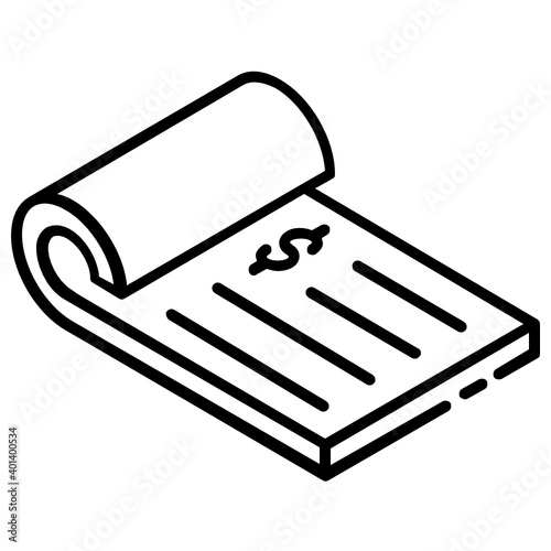 
Glyph isometric icon of cheque book style
