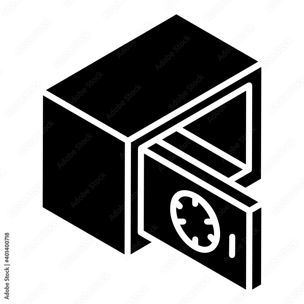 Bank locker glyph isometric icon, safe box
Bank locker glyph isometric icon, safe box