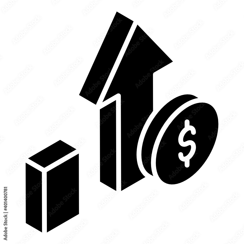 
Upward arrows with dollar sign, financial growth icon
