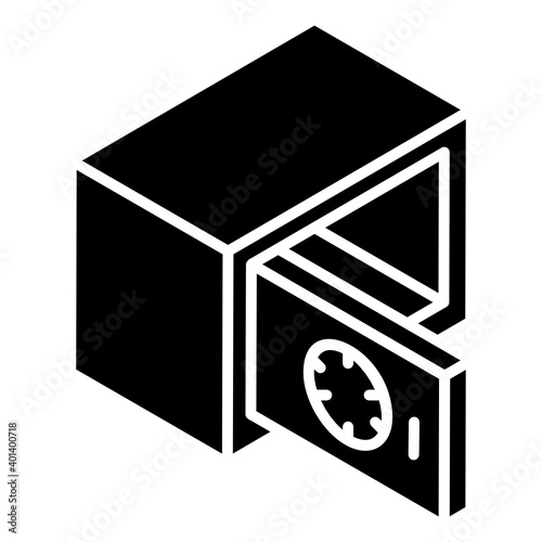 
Bank locker glyph isometric icon, safe box 
