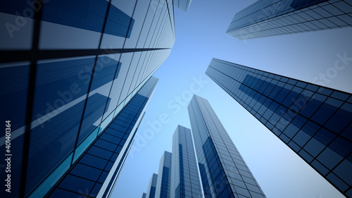 Perspective view, the skyscraper is directed to the sky.