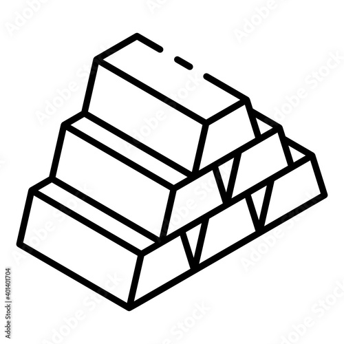 
Gold bricks glyph isometric icon, gold stack 
