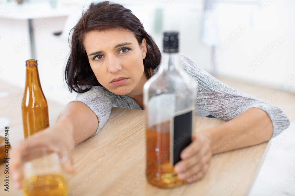young woman alcoholic social problems concept