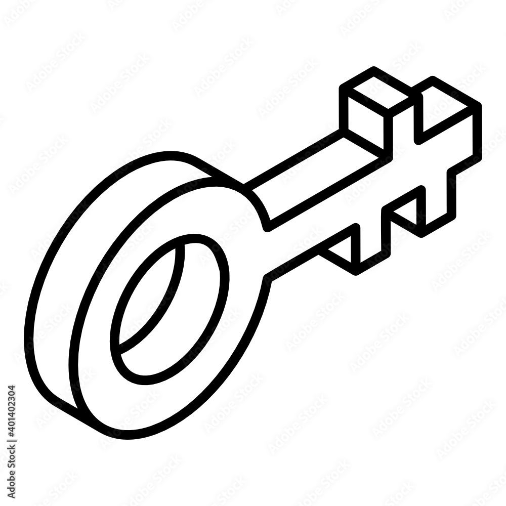Retro key icon in glyph isometric design
Retro key icon in glyph isometric design
