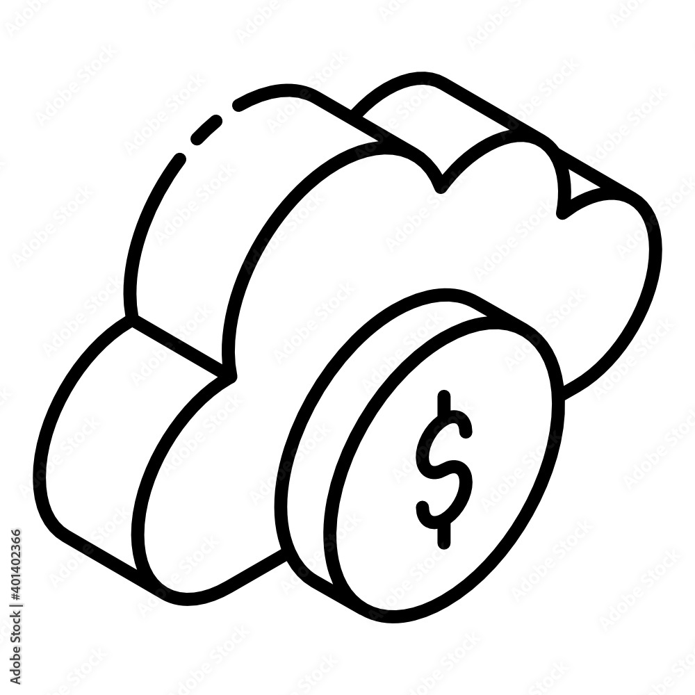 
Dollar with cloud, concept of cloud earning icon 
