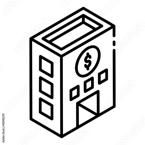 
Dollar on building denoting concept of business center icon
