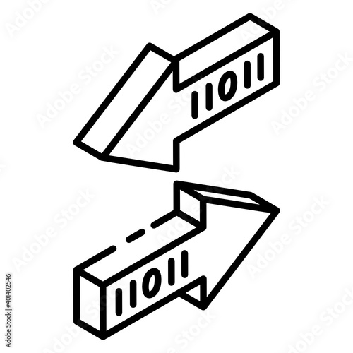 
Icon of bit transfer in glyph isometric design 
