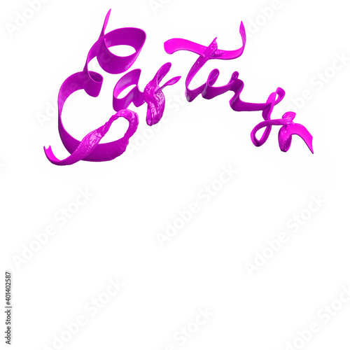 Happy Easter lettering made by juicy liquid pink splash with copyspace. Invitation realistic 3d illustration greeting card, ad, promotion, poster, flyer, article, social media with copyspace