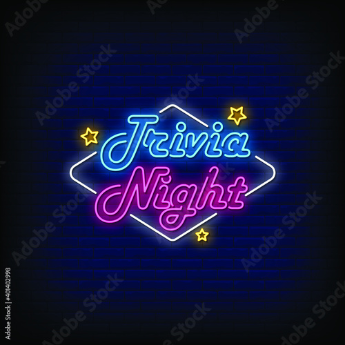 Trivia Night Neon Signs Style Text Vector