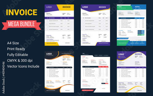Invoice Templates, yellow invoice template vector design, business invoice vector template design in blue theme, minimal corporate invoice template vector design