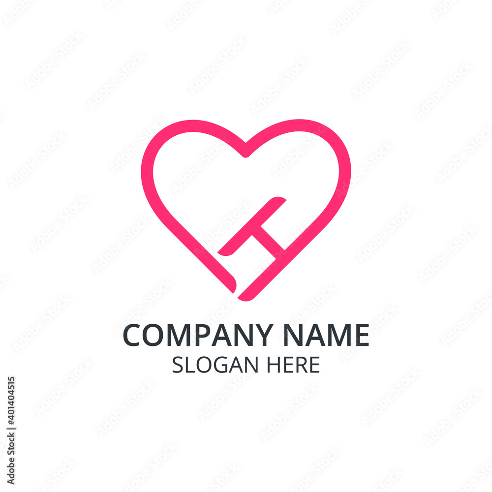 Heart Letter H Logo. Abstract Vector Love Logo With Alphabet H. Stock Illustration Heart Letter H Logo. Abstract Vector Love Logo With Alphabet H. Stock Illustration