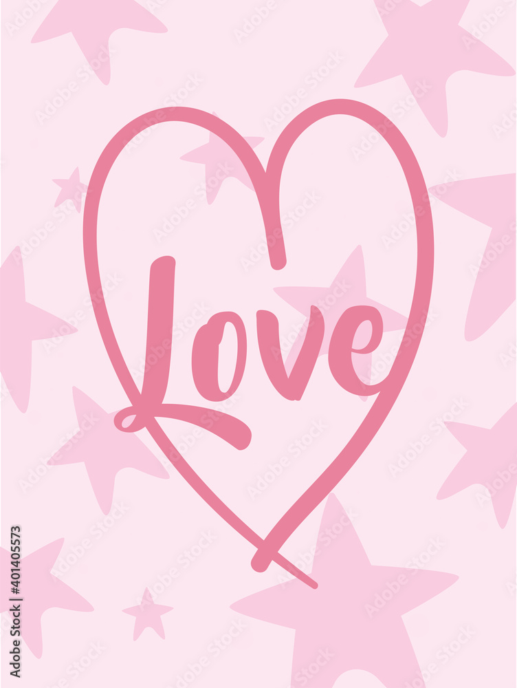 Love card with heart and stars vector design
