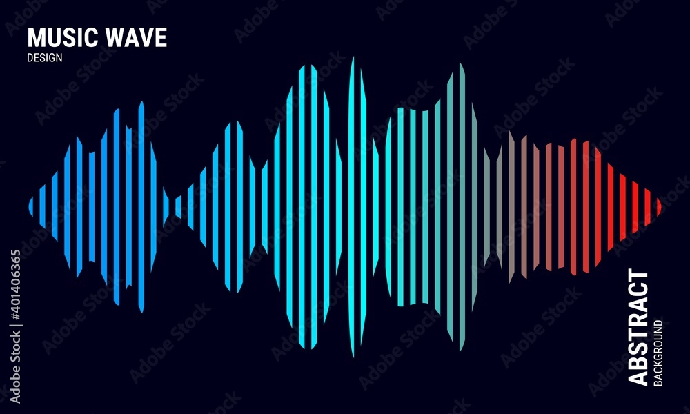 Music abstract background, colored in blue and red gradations. Equalizer for music. Vector Illustration