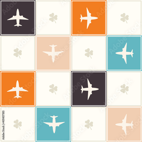 Abstract Geometric Pattern Background With Airplanes