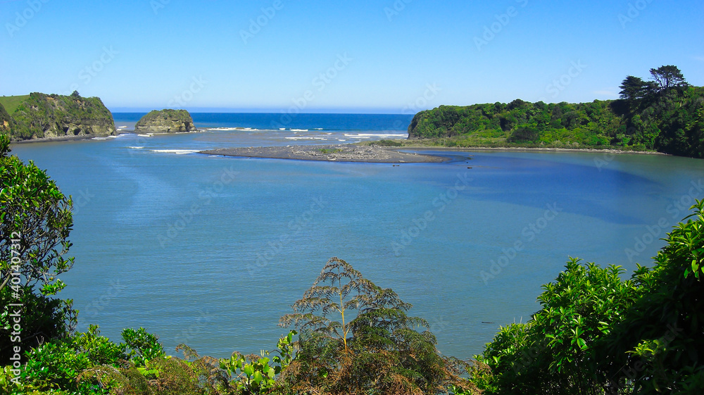 a Fantastic panorama view of a bay in New Zealand, north island