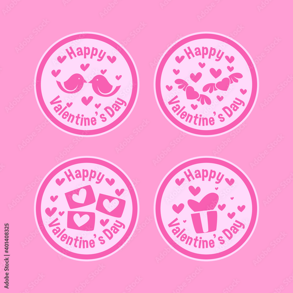 Flat Valentine's Day Labels Vector Flat Valentine's Day Labels Vector