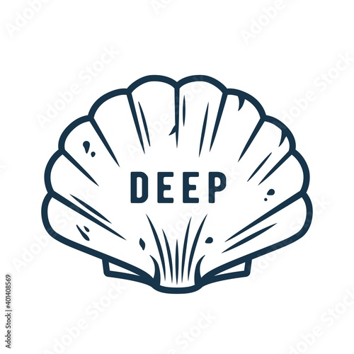 Marine seashell. Nautical deep sea ocean mollusk Outdoor adventure illustration