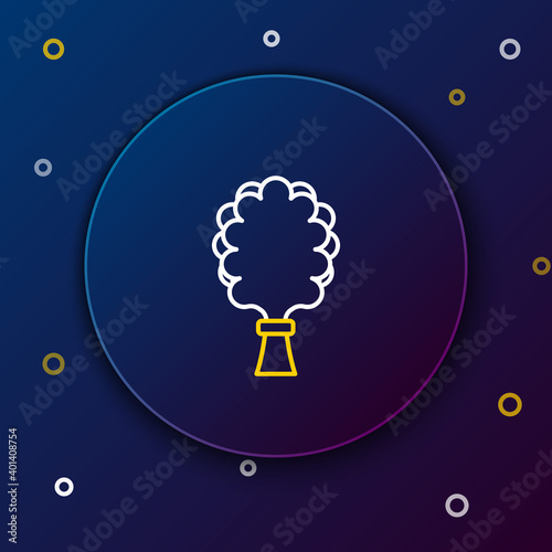 Line Sauna broom icon isolated on blue background. Broom from birch twigs, branches for Russian steam bath, sauna, washhouse. Colorful outline concept. Vector.
