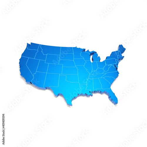 USA map blue 3D Shape