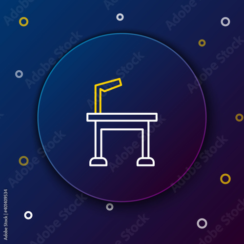 Line Pet grooming table icon isolated on blue background. Colorful outline concept. Vector.