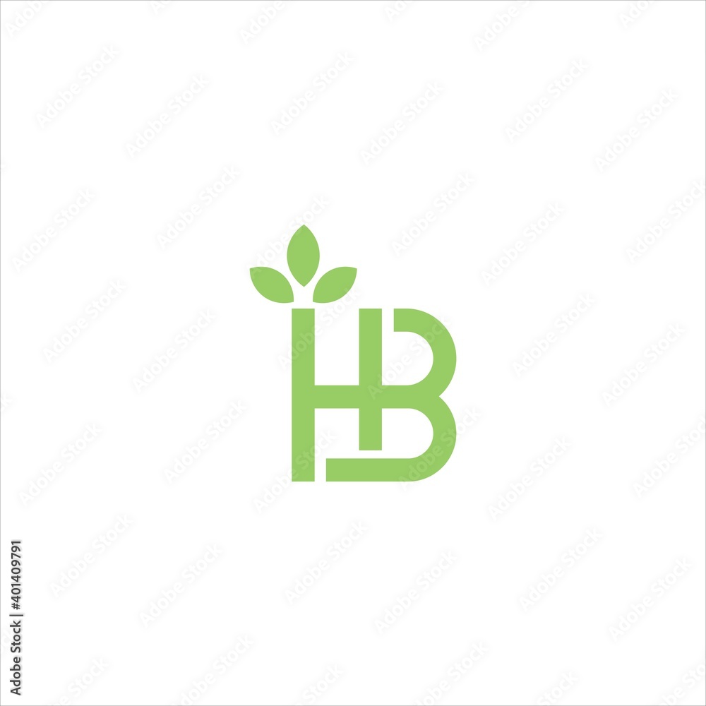 Initial HB Letter Logo Design Vector with Life Green Leaf Illustration Initial HB Letter Logo Design Vector with Life Green Leaf Illustration