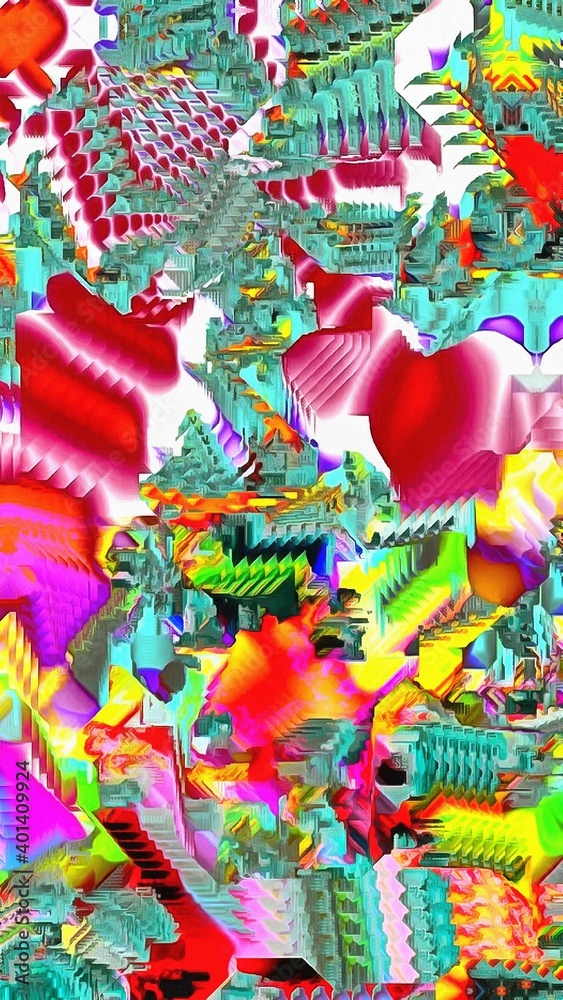 custom made wallpaper toronto digital3D fractal abstraction.Fractal abstraction in bright color.