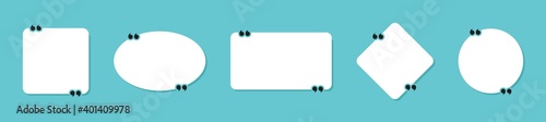 Set speech bubbles, quote frames blank templates set, textbox isolated on color background