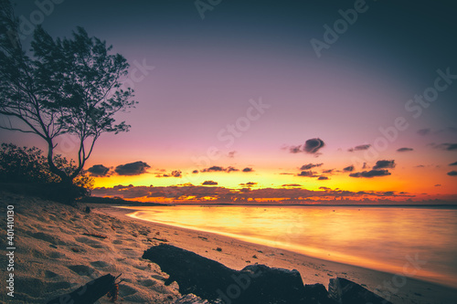 Fototapeta Naklejka Na Ścianę i Meble -  Beach in Mauritius Africa. you can find these beaches in the sunrise with a view of the sea on this island