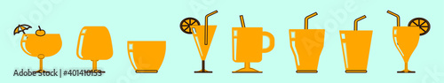 set of fresh drinks cartoon icon design template with various models. vector illustration isolated on blue background