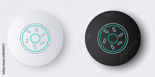 Line Donut with sweet glaze icon isolated on grey background. Colorful outline concept. Vector.