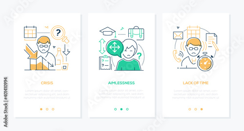 Human psychological problems line design style web banners