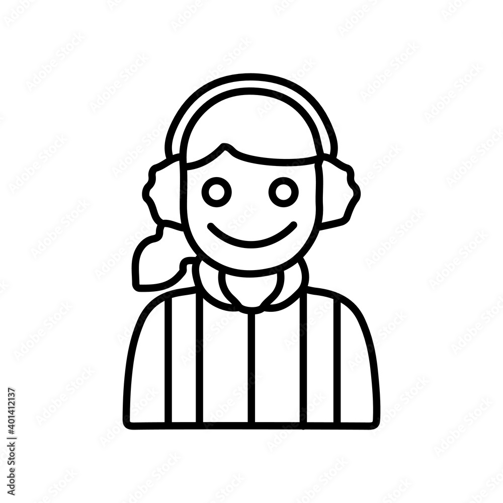 Girl with a smile in winter clothes line icon Girl with a smile in winter clothes line icon