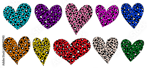 Hearts animal print. Leopard heart vector illustration