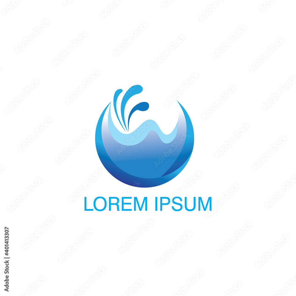 circle logo color illustration of sea water waves vector design circle logo color illustration of sea water waves vector design