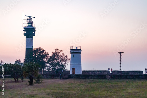 Daman lighthouse at sunset ( Daman and Diu ) photo