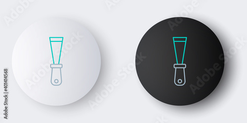 Line Putty knife icon isolated on grey background. Spatula repair tool. Spackling or paint instruments. Colorful outline concept. Vector.