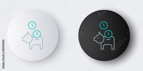 Line Piggy bank with coin icon isolated on grey background. Icon saving or accumulation of money, investment. Colorful outline concept. Vector.