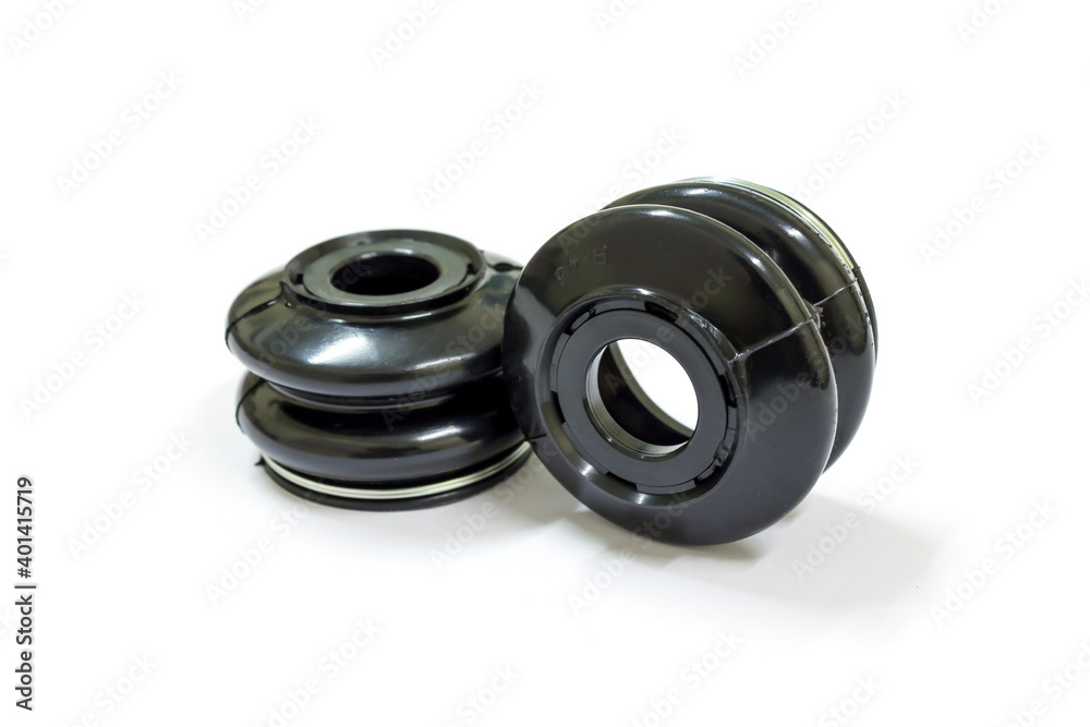 Front lower arm dust boot on white background, Isolated, Car maintenance service.