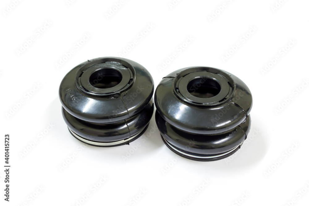 Front lower arm dust boot on white background, Isolated, Car maintenance service. Front lower arm dust boot on white background, Isolated, Car maintenance service.