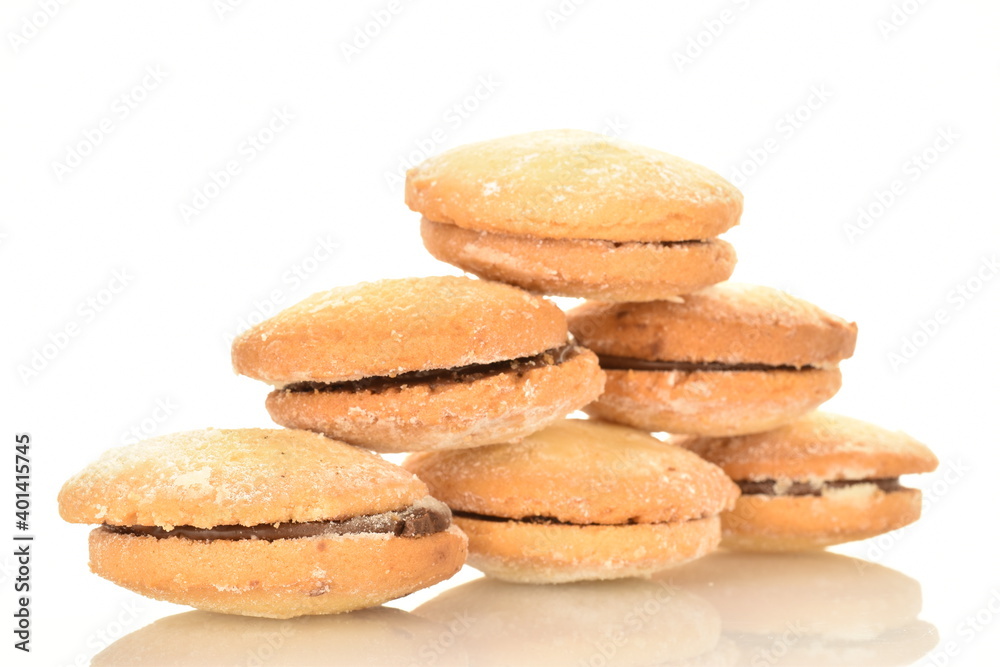 Several delicious biscotti shortbread cookies, close-up, isolated on white. Several delicious biscotti shortbread cookies, close-up, isolated on white.