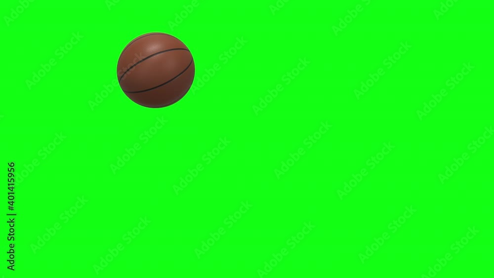 Basketball bouncing slowly across a green screen