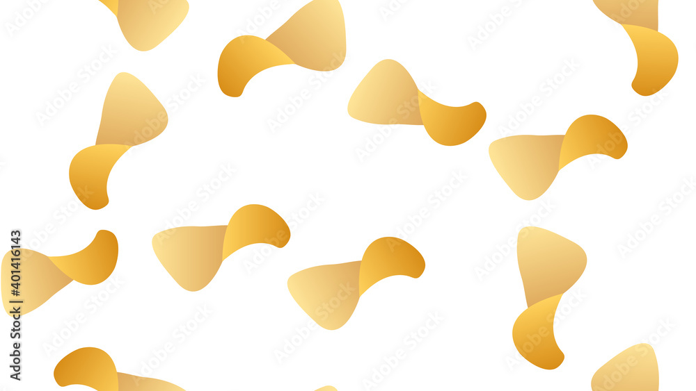 Potato chips seamless pattern. Vector background of food. Fried potatoes fried. Corrugated golden chipsd Potato chips seamless pattern. Vector background of food. Fried potatoes fried. Corrugated golden chipsd