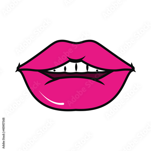 female mouth icon, colorful design