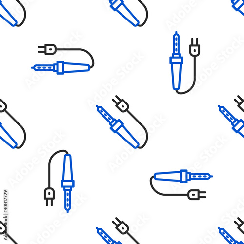 Line Soldering iron icon isolated seamless pattern on white background. Colorful outline concept. Vector.
