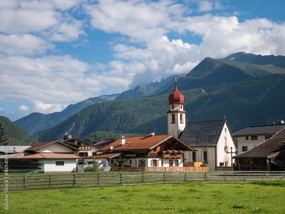 View of Unterried village near Längenfeld, Tyrol, Austria