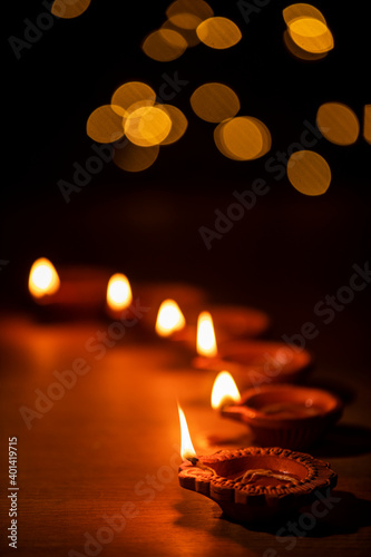 Diwali celebration with lights on Diwali day.