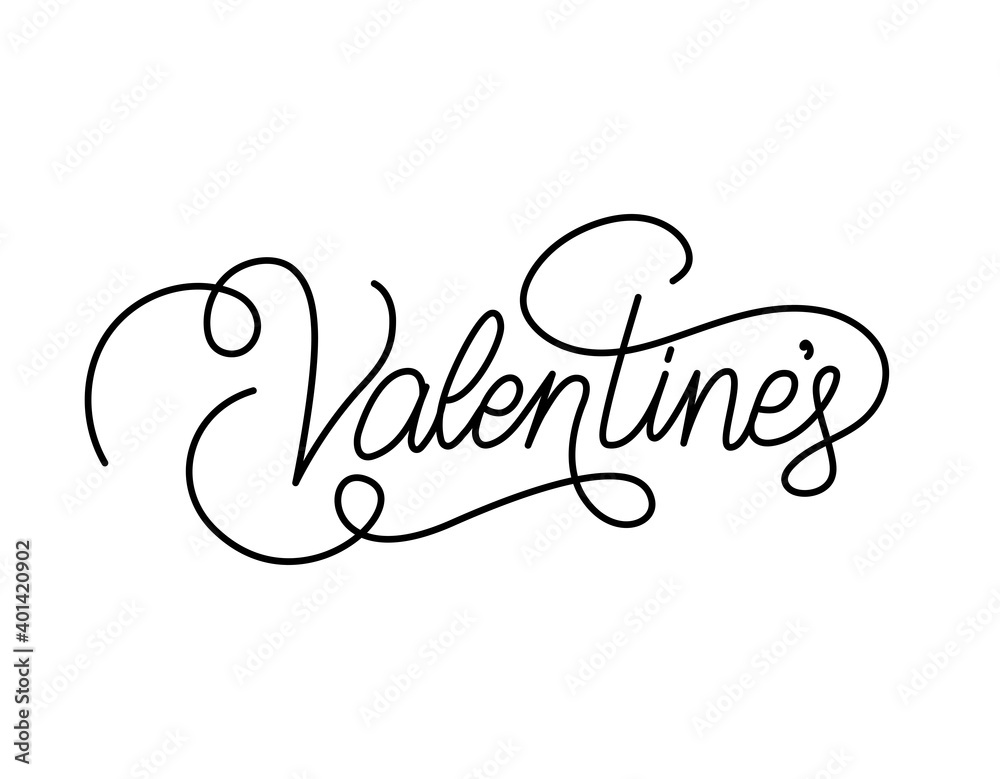 valentines lettering on a white background
